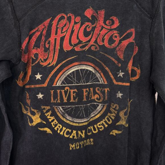 Affliction Thermal Shirt Mens Large Dakota Hills Reversible Tee Live Fast Y2K - Picture 9 of 15